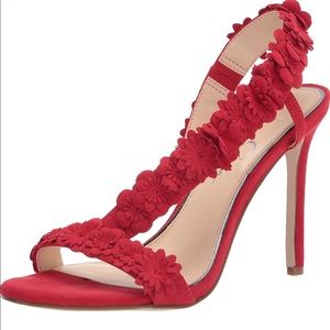 Brand new in box Jessica Simpson jessin sandal heels red suede size 8.5